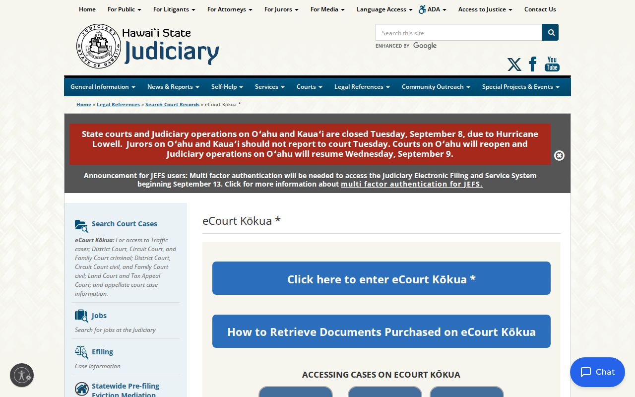 Official eCourt guidance for Honolulu County warrant record searches