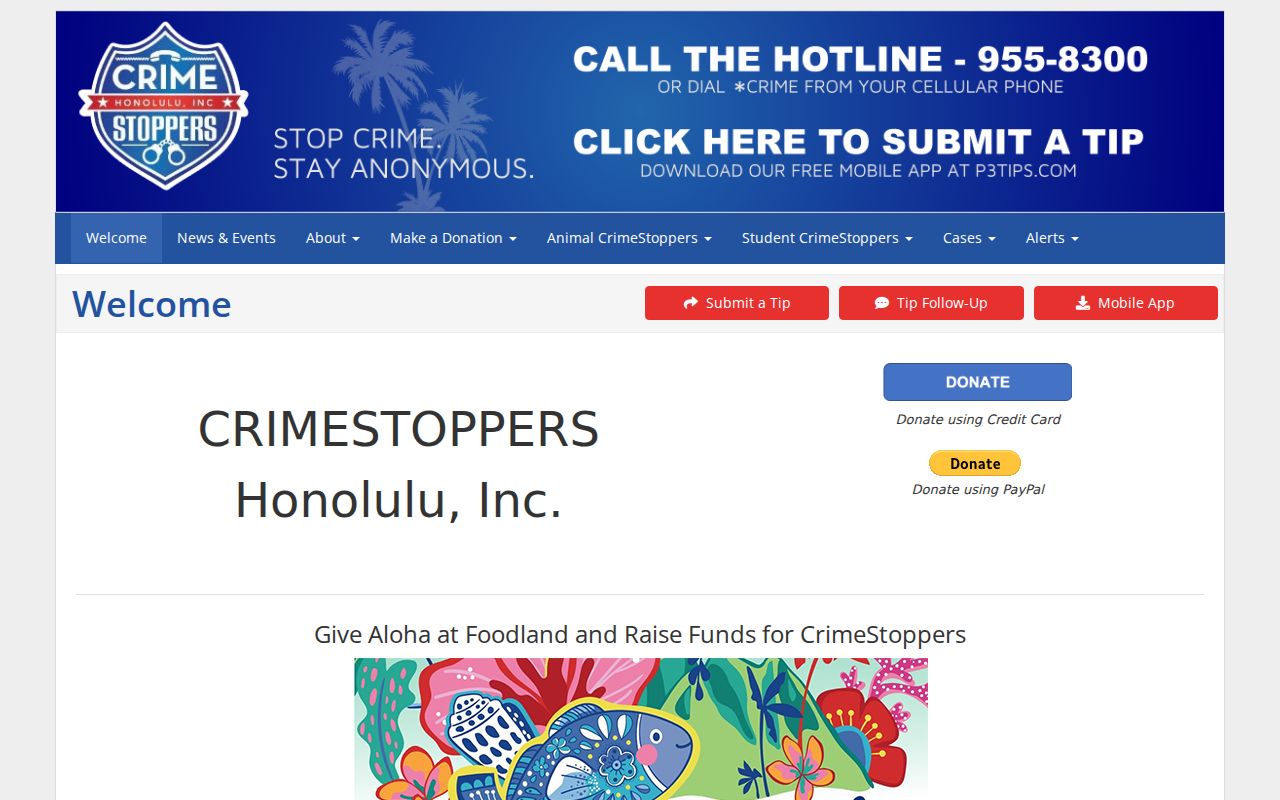 Honolulu County most wanted CrimeStoppers anonymous tip interface
