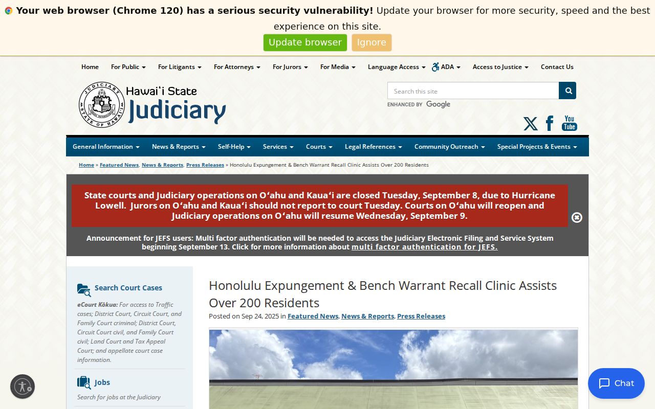 Official Honolulu County bench warrant recall clinic results